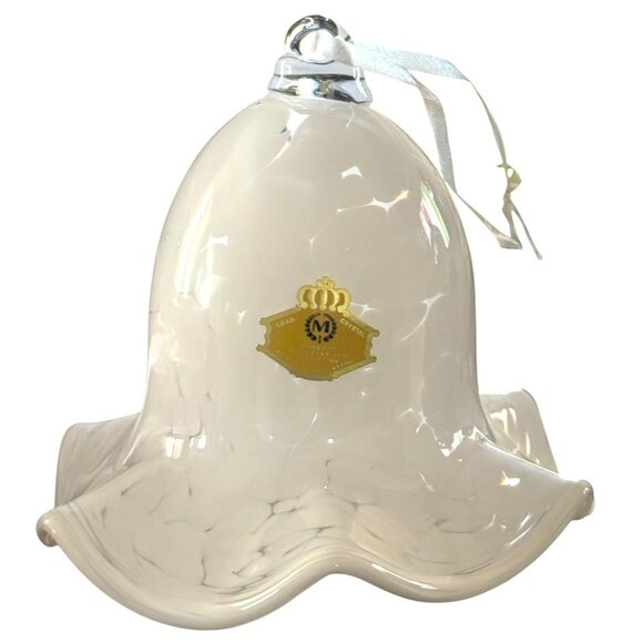 Handcut Lead Crystal Bell Ornament White Marble Pattern Kaolin Germany - Picture 6 of 8